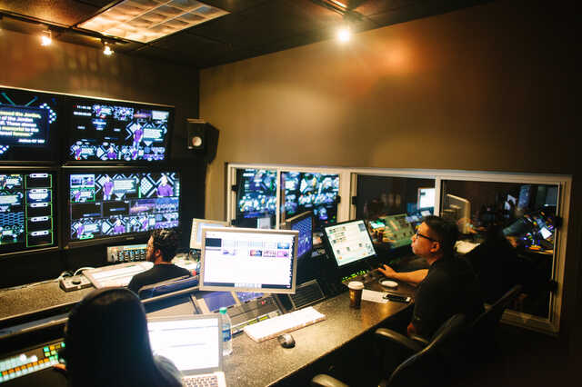 north point production room and volunteers