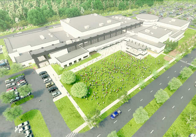 render of painted building and outdoor space