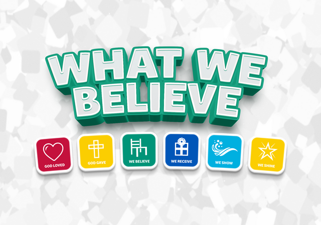 What we believe graphic with John 3:16 tiles