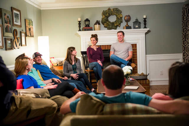 Image of small group meeting in family room